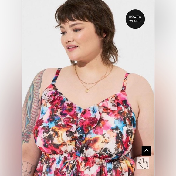 Torrid Chiffon Clip Dot Ruffle Tie Waist Tank NWT - Picture 2 of 7